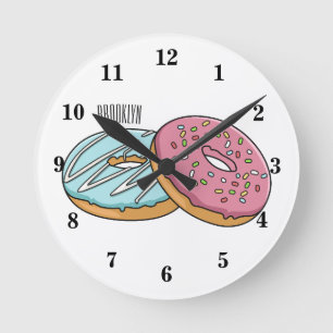 Donut-Cartoon-Abbildung Runde Wanduhr
