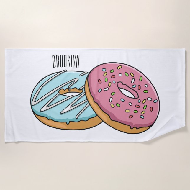 Donut-Cartoon-Abbildung Strandtuch (Vorderseite)