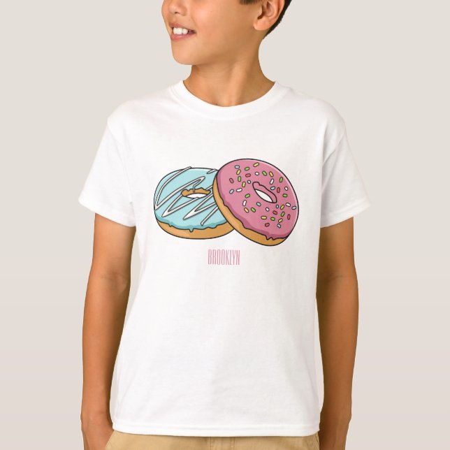 Donut-Cartoon-Abbildung T-Shirt (Vorderseite)