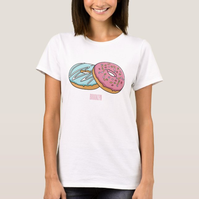 Donut-Cartoon-Abbildung T-Shirt (Vorderseite)