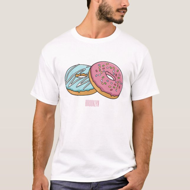 Donut-Cartoon-Abbildung T-Shirt (Vorderseite)