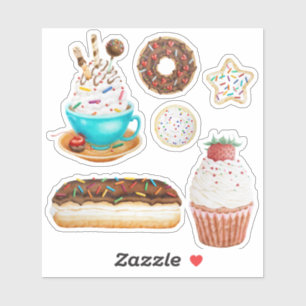 Donut Cupcake Cookie Stickers von Marcella Cherry Aufkleber