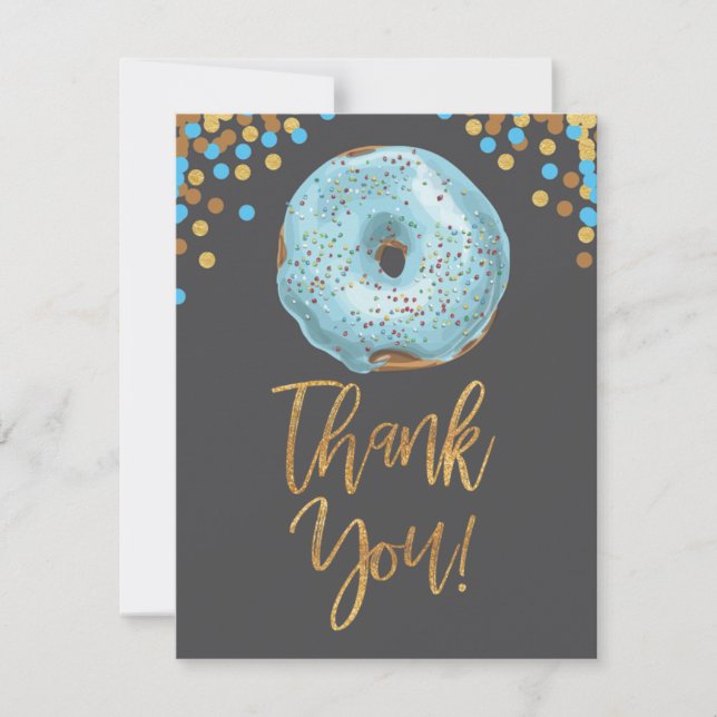 Donut danke Ihnen Card Boy Blue RSVP Karte (Vorderseite)