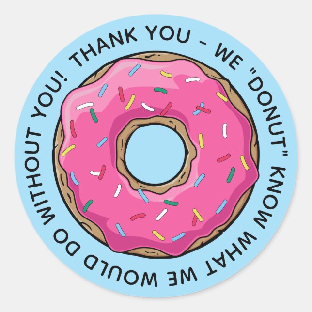 DONUT danke Ihnen Lehrer Runder Aufkleber (Vorderseite)