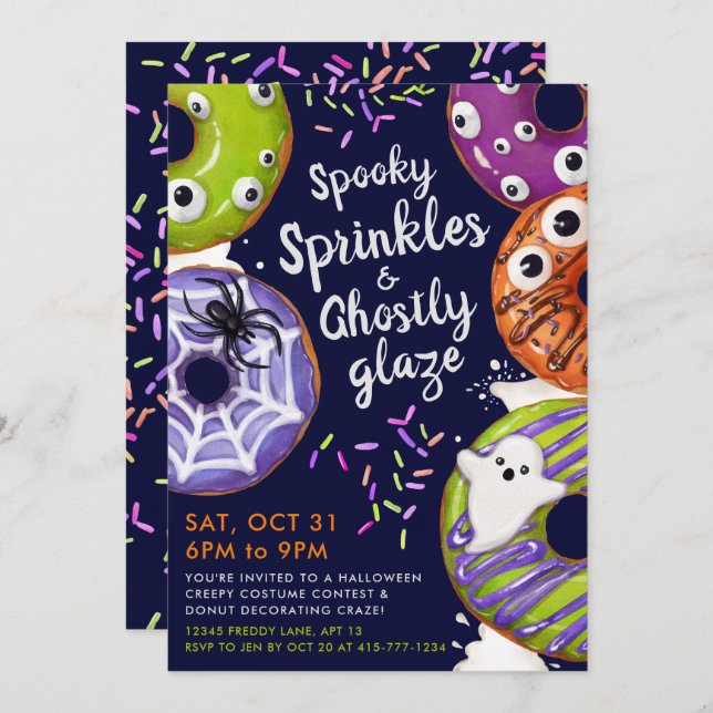 Donut Decorating Halloween-Party Einladung (Vorne/Hinten)