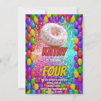 Donut Desert Sweet Tooth Köstlicher Geburtstag ein Einladung