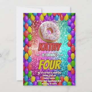 Donut Desert Sweet Tooth Köstlicher Geburtstag ein Einladung
