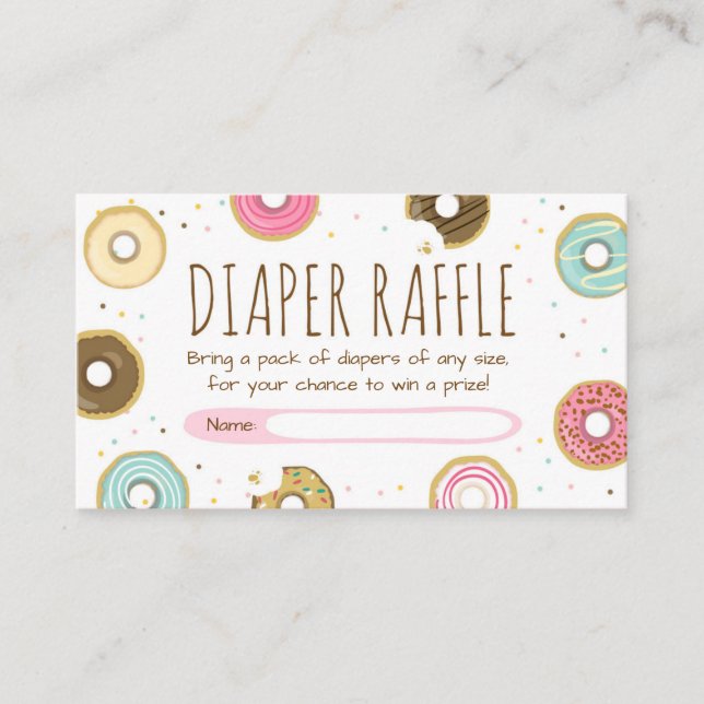 Donut Diaper Raffekarte Doughnut Sprinkle Diapers Begleitkarte (Vorderseite)