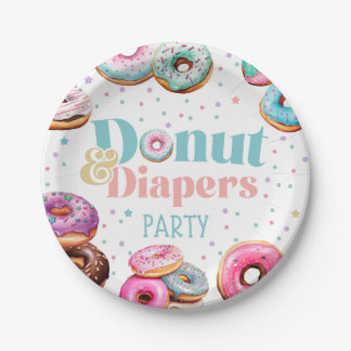 Donut & Diapers Babydusche Party Papierplatte Pappteller