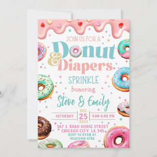 Donut & Diapers Sprinkle Baby Showvorlage Einladung