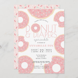 Donut & Diapers Sprinkle Pink Babydusche Einladung
