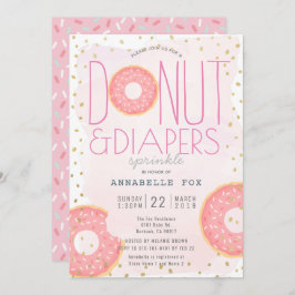 Donut & Diapers Sprinkle Pink Gold Baby Dusche Einladung
