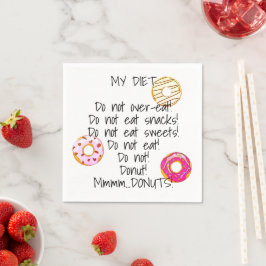 Donut Diet Funny Humour Doughnut Snack Food Serviette