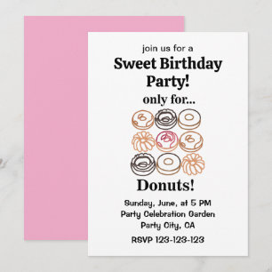 Donut Doughnut Lustiger Süßer Geburtstag Einladung