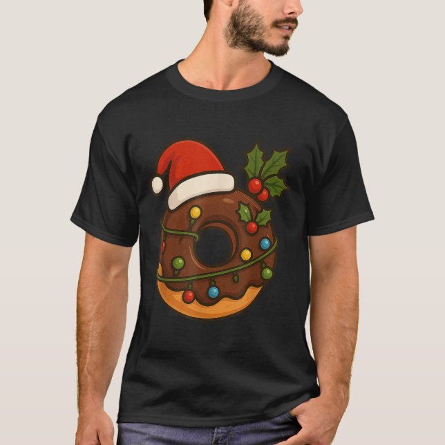 Donut Doughnut Merry Xmas Weihnachtsmannmütze Weih T-Shirt (Vorderseite)