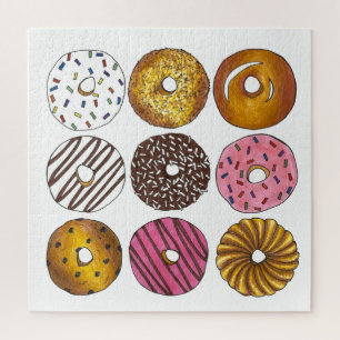 Donut Doughnut Sprinkles Zuckerguss Blueberry Cake Puzzle