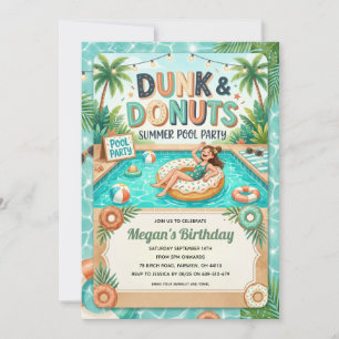Donut-Ende-des-Sommer-Poolparty-Einladung Einladung