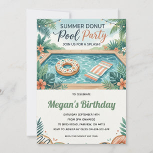 Donut-Ende-des-Sommer-Poolparty-Einladung Einladung