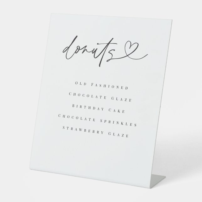 Donut Flavors Dessert Table Wedding Party Sign Sockelschild (Vorderseite)