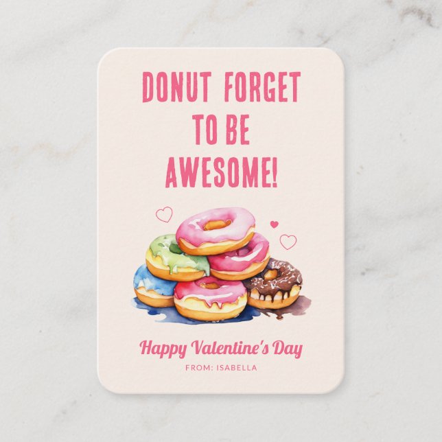 Donut Forget to Be Awesome Kids Valentine Mitteilungskarte (Vorderseite)
