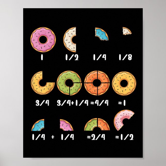 Donut Fraction Math Teachers Back To School Educat Poster (Vorne)