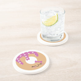 Donut Funny Cartoon Sprinkles Rosa Lila Getränkeuntersetzer