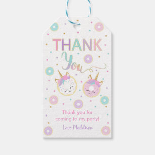 Donut Gastgeschenk Tags - Einhorn und Donuts Geschenkanhänger