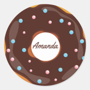 Donut Geburtstagsfeier personalisiert Runder Aufkleber