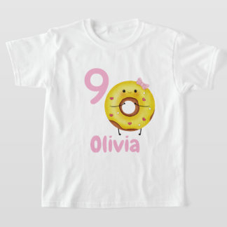Donut Geburtstagsgirl-Shirt personalisiert mit Nam T-Shirt
