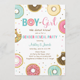 Donut Gender offenbaren Einladung Junge oder Mädch