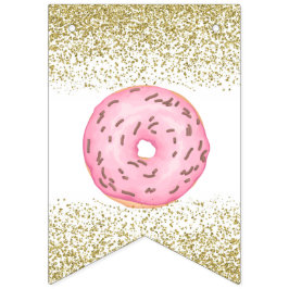 Donut Gold Sprinkles Happy Birthday Banner