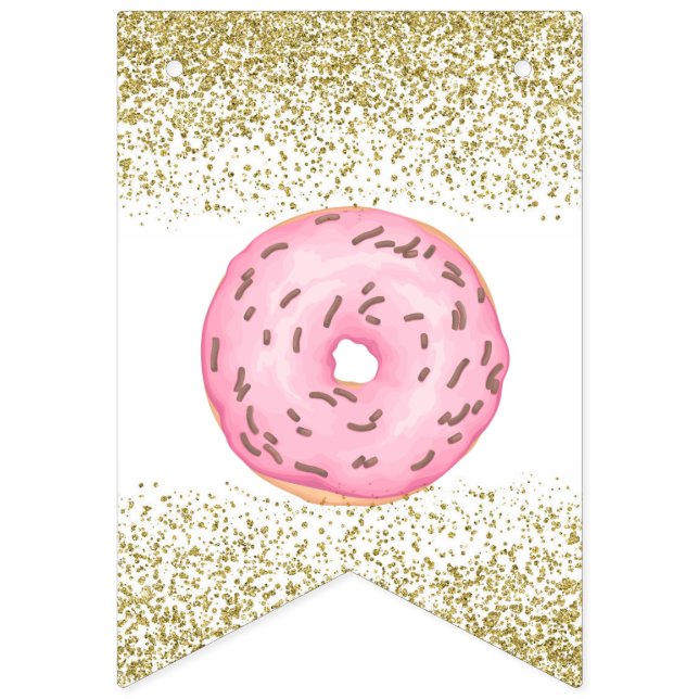 Donut Gold Sprinkles Happy Birthday Banner (Erste Fahne)