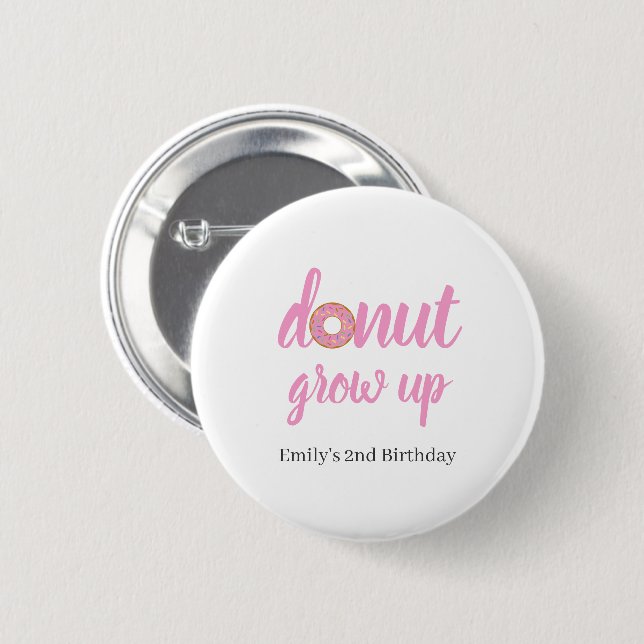 Donut Grow Up 2. Geburtstag Button (Vorne & Hinten)