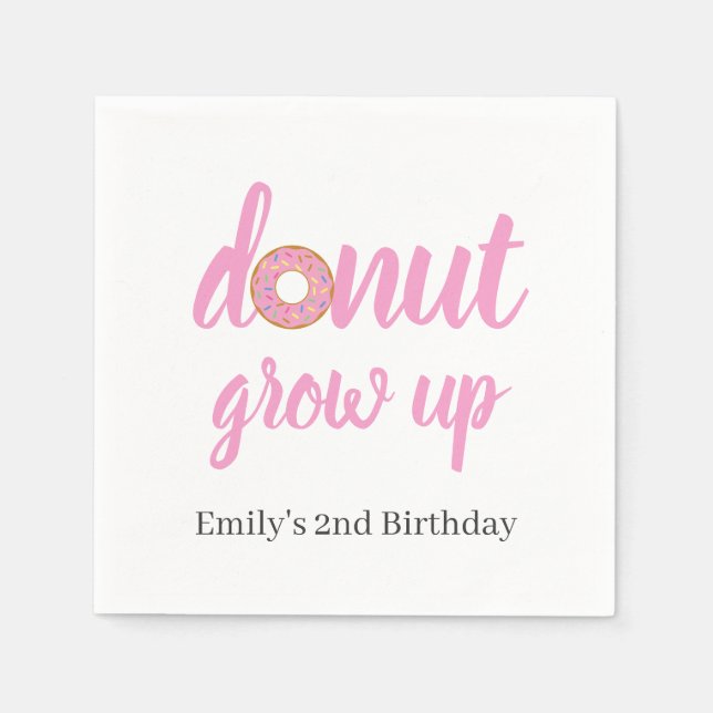Donut Grow Up 2. Geburtstag Serviette (Vorderseite)