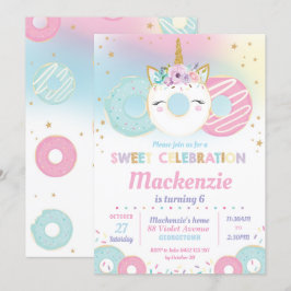 Donut Grow Up Birthday Party Unicorn Doughnut Einladung