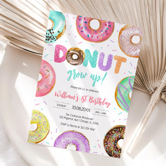 Donut Grow Up Donut Birthday Party Invitation Einladung