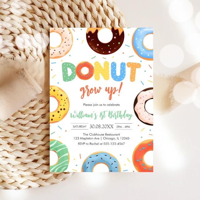 Donut Grow Up Donut Junge Geburtstagsfeier Einladu Einladung (Von Creator hochgeladen)