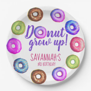 Donut Grow Up Doughnut Personalisierte Geburtstags Pappteller
