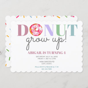 Donut Grow Up Niedliche Geburtstag Sprinklen Party Einladung