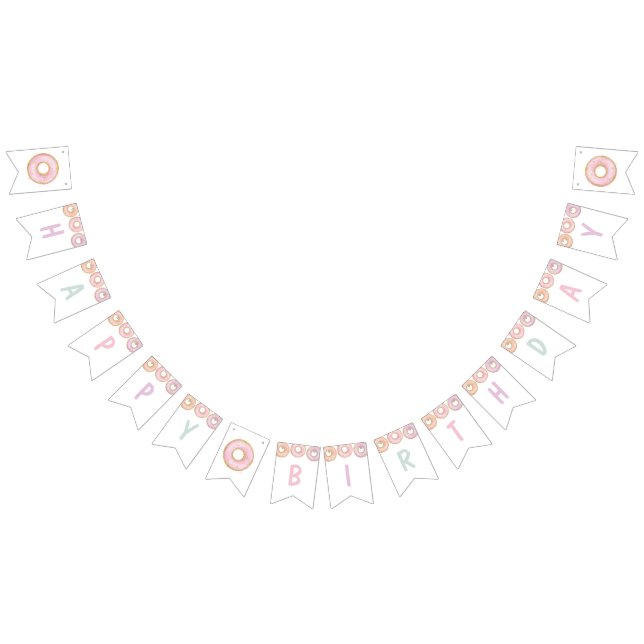 Donut Happy Birthday Bunting Banner Aqua (Alle)