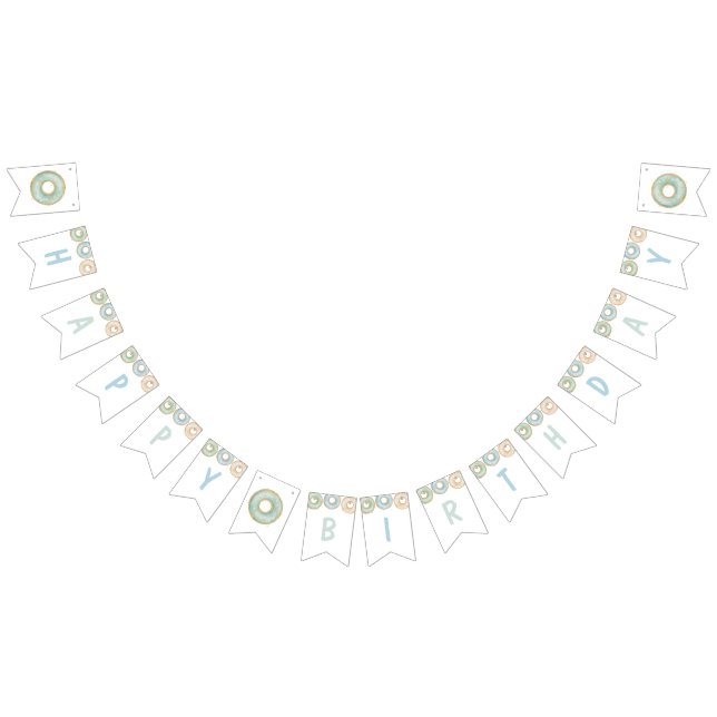 Donut Happy Birthday Bunting Banner Blue (Alle)