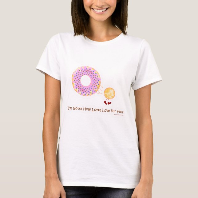 Donut Hole Liebe Funny Breakfast Cartoon T-Shirt (Vorderseite)