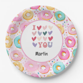 Donut I Liebe für den Valentinstag Pappteller