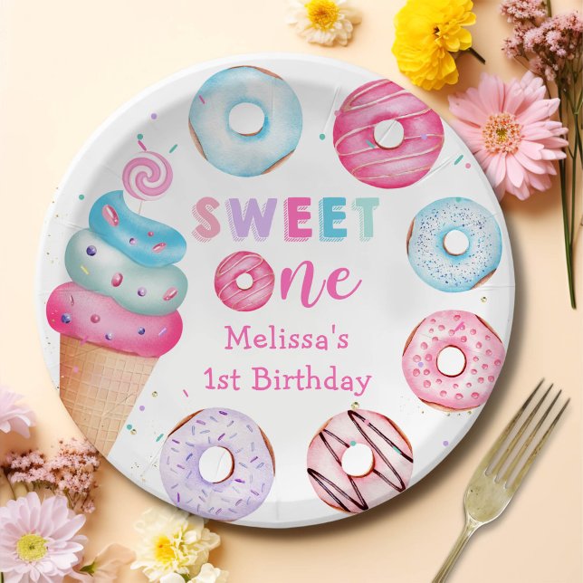 Donut Ice Cream Sweet One Party Paper Teller (Von Creator hochgeladen)