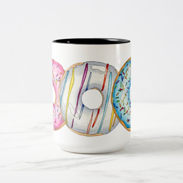 Donut Influencer Tasse Wasserfarben Illustration (Mittel)