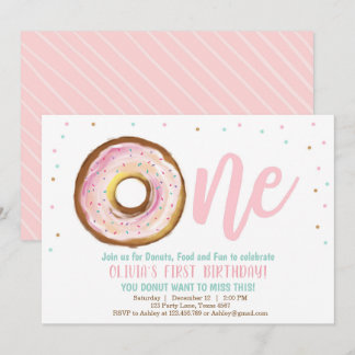 Donut Invitation One Girl 1. Geburtstag Party Swee Einladung