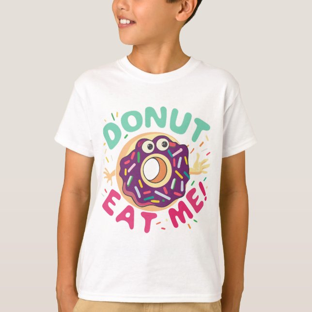 Donut isst mich, Niedliche Donut-Illustration T-Shirt (Vorderseite)