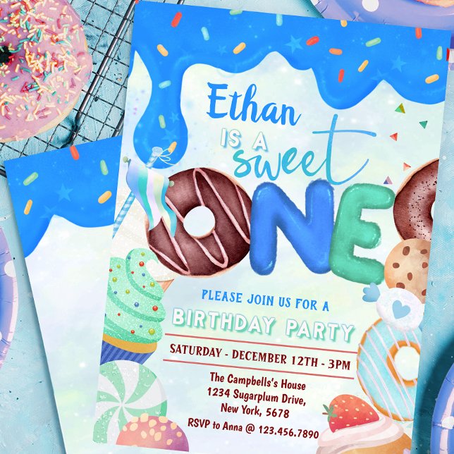 Donut Junge Sweet One Einladung (Von Creator hochgeladen)
