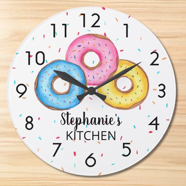 Donut Kitchen Personalisiert Große Wanduhr (Von Creator hochgeladen)