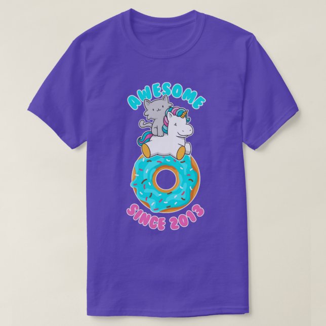 Donut Kitten Unicorn Phantastisch seit 2013 T-Shirt (Design vorne)